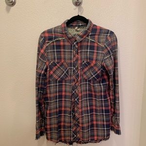 Free People Plaid Button Down